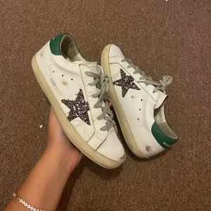 Golden Goose superstar leather low top sneakers pink glitter star